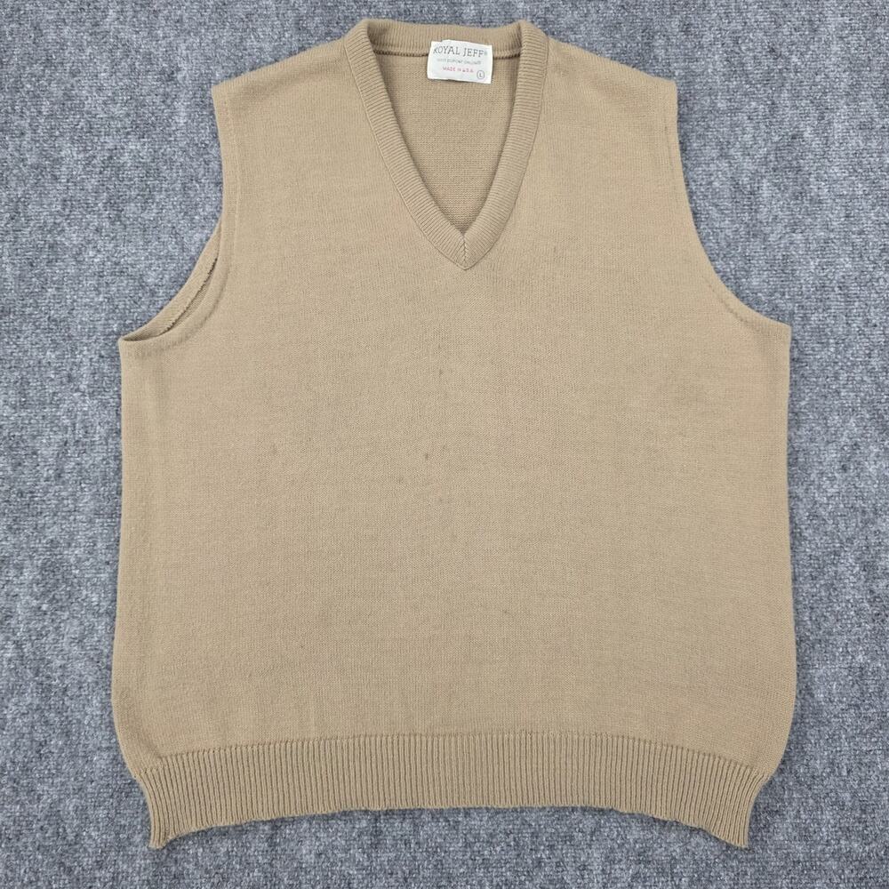 Vintage Royal Jeff Sweater Vest Mens Large V Neck Pullover Knit USA 70s Casual